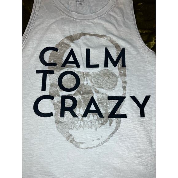 Unsweetened Calm To Crazy‎ Skull Tank Size XS Made in USA Grunge Goth - Picture 2 of 8